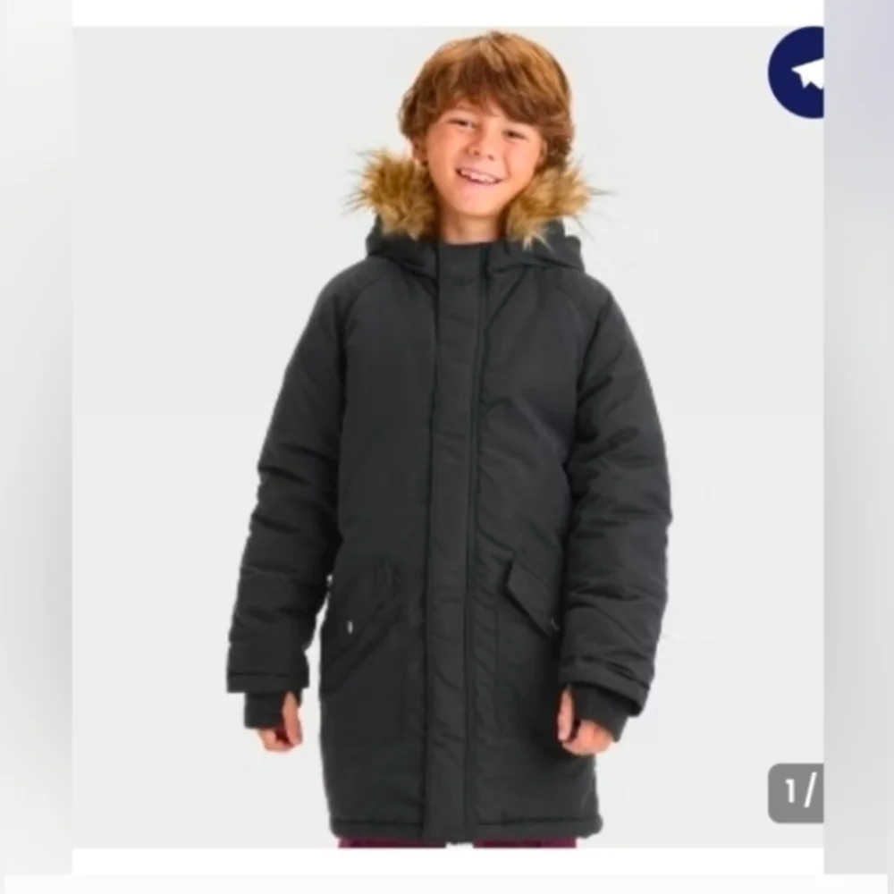Cat & Jack Boys' Heavyweight Solid Parka Jacket Black